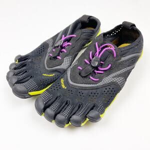 Vibram Black/Purple/Neon Yellow V-Run Barefoot Shoes EU 36 US 6.5-7